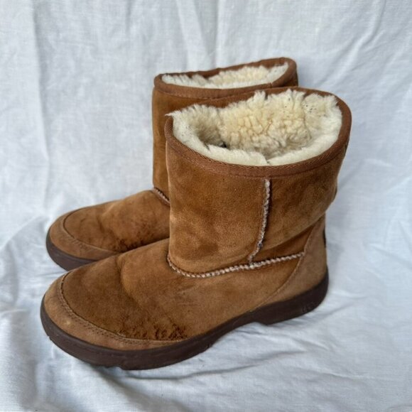 Ugg Australia Tan Brown‎ Chestunt Genuine Leather Short Boots Women's Size 5 - Picture 3 of 8
